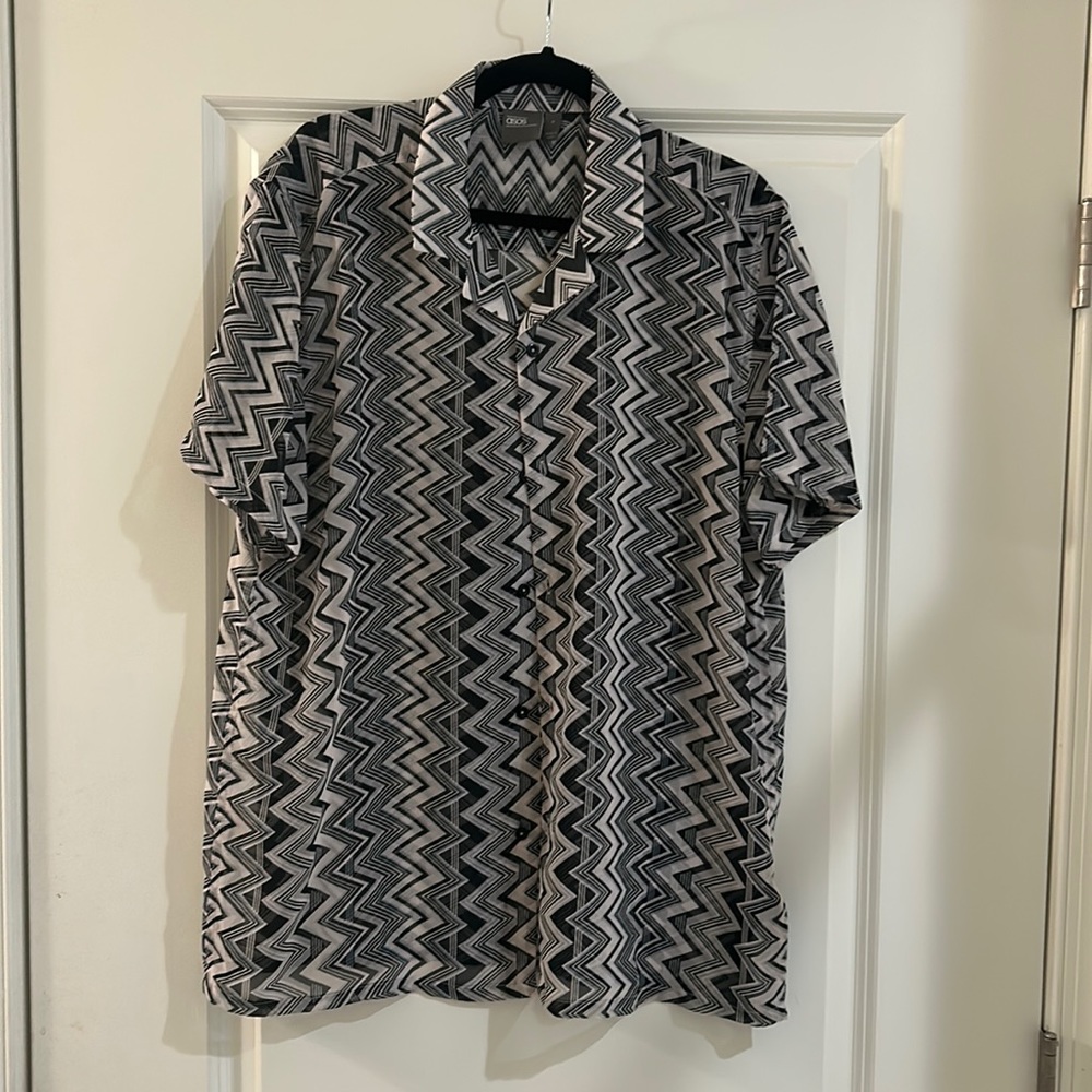 ASOS design relaxed sheer shirt with chevron stripe.